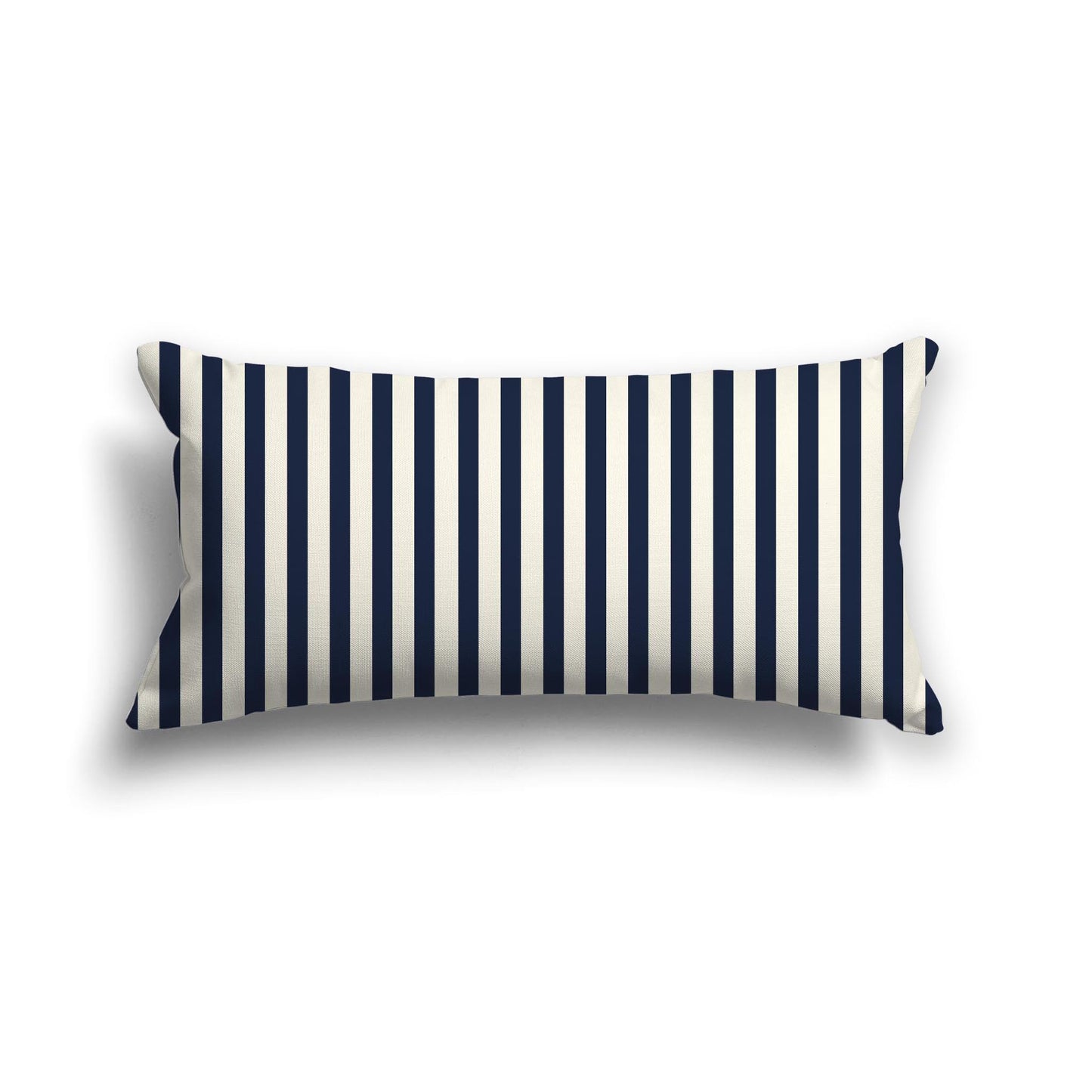 Pale Cream Cotton Canvas Cushion Covers with Thin Navy Blue Bars on Front, 24 x 12 inches / 61 x 30 cm