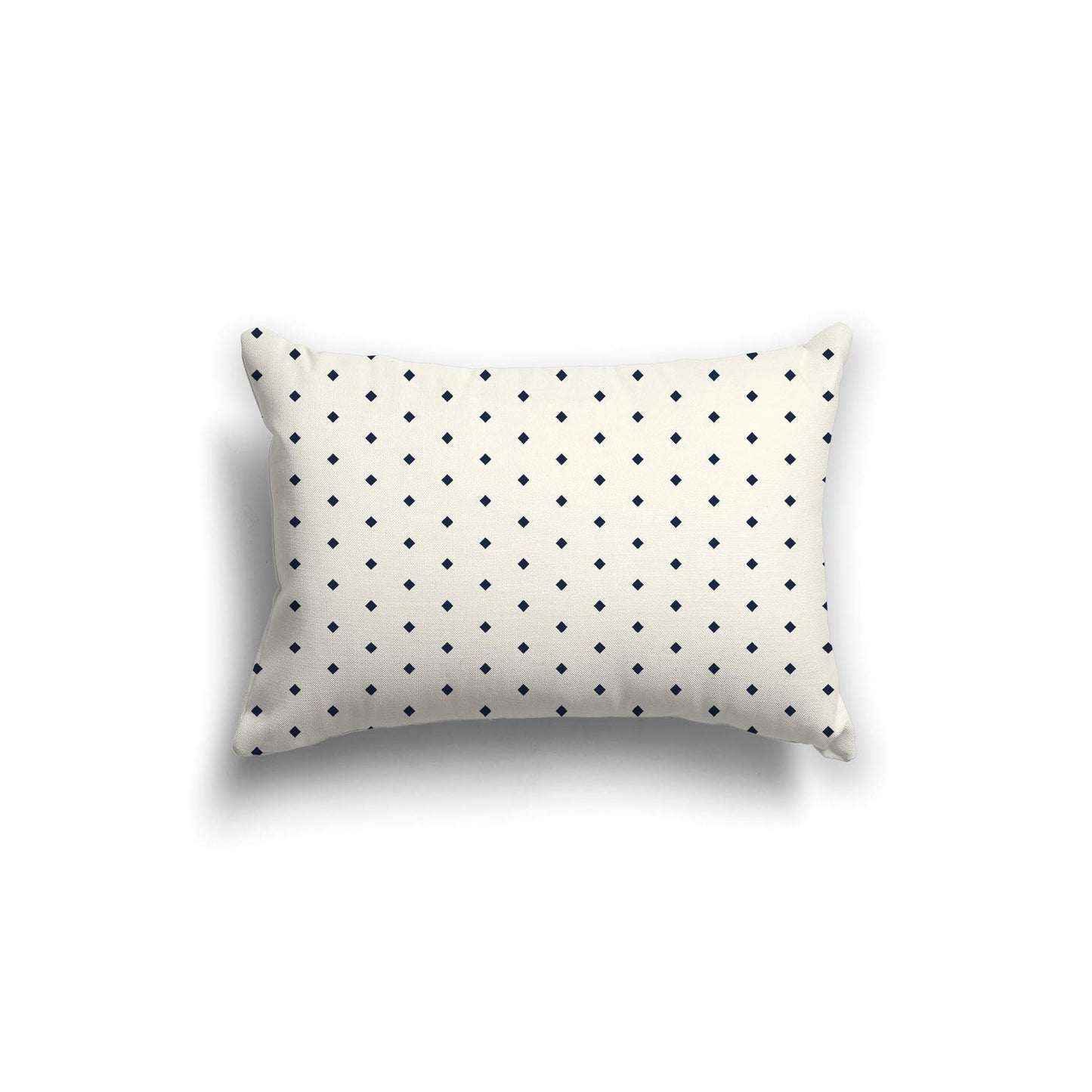 Pale Cream Cotton Canvas Cushion Covers with Fine Navy Blue Diamonds on Front, 20 x 14 inches