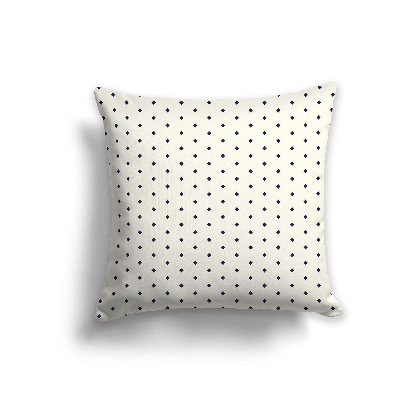 Pale Cream Cotton Canvas Cushion Covers with Fine Navy Blue Diamonds on Front, 22 x 22 inches