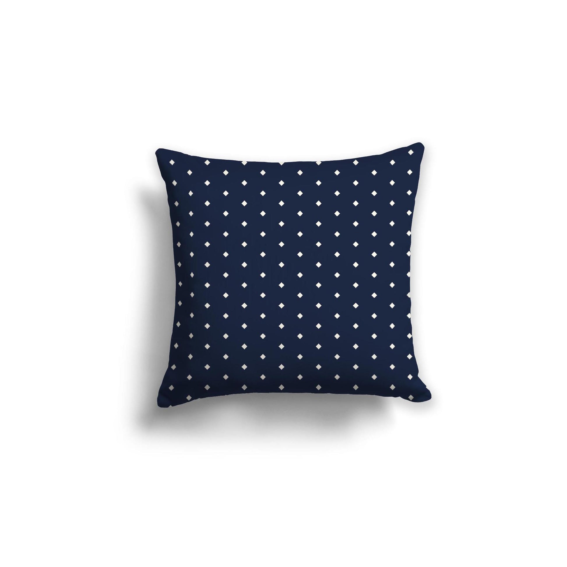 Navy Blue Cotton Canvas Cushion Covers with Fine Pale Cream Diamonds on Front, 18 x 18 inches / 46 x 46 cm