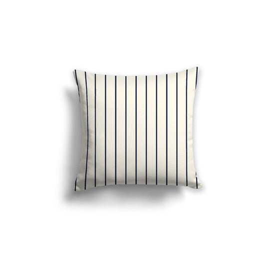 Pale Cream Cotton Canvas Cushion Covers with Fine Navy Blue Stripes on Front, 18 x 18 inches / 46 x 46 cm