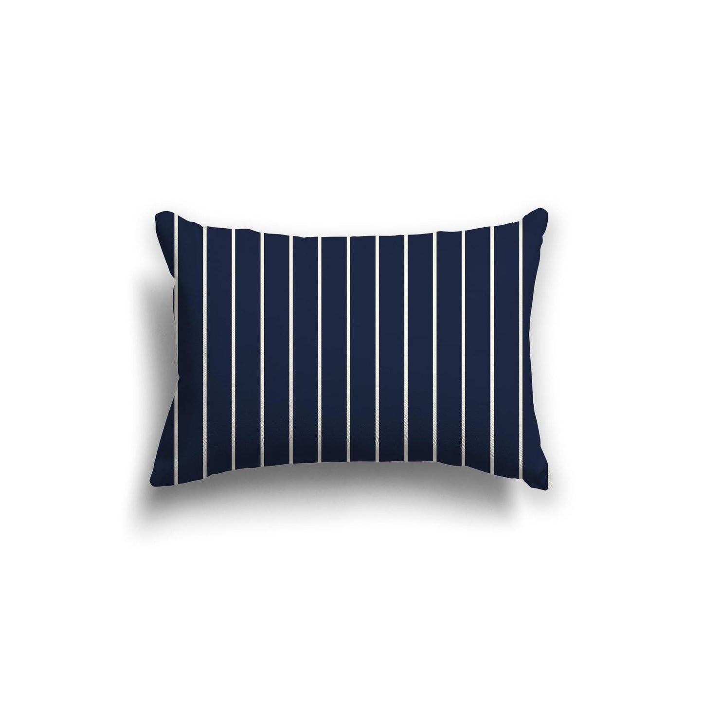 Navy Blue Cotton Canvas Cushion Covers with Fine Pale Cream Stripes on Front, 20 x 14 inches