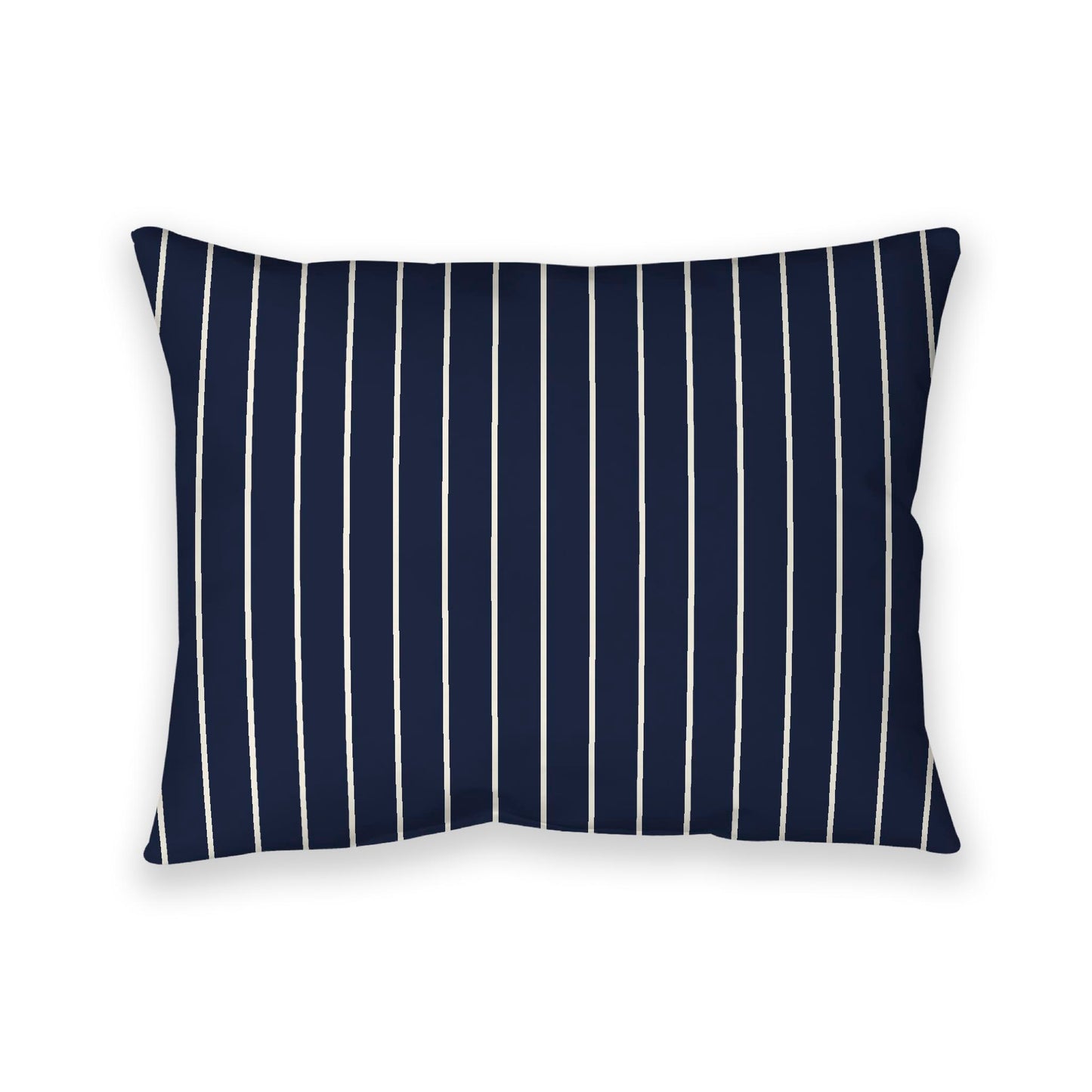 Navy Blue Cotton Canvas Cushion Covers with Fine Pale Cream Stripes on Front, 26 x 20 inches / 66 x 51 cm