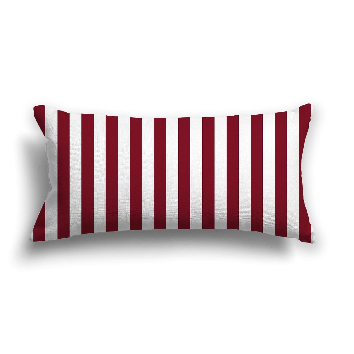 Off-White Cotton Canvas Cushion Covers with Burgundy Red Bars on Front, 24 x 12 inches / 61 x 30 cm