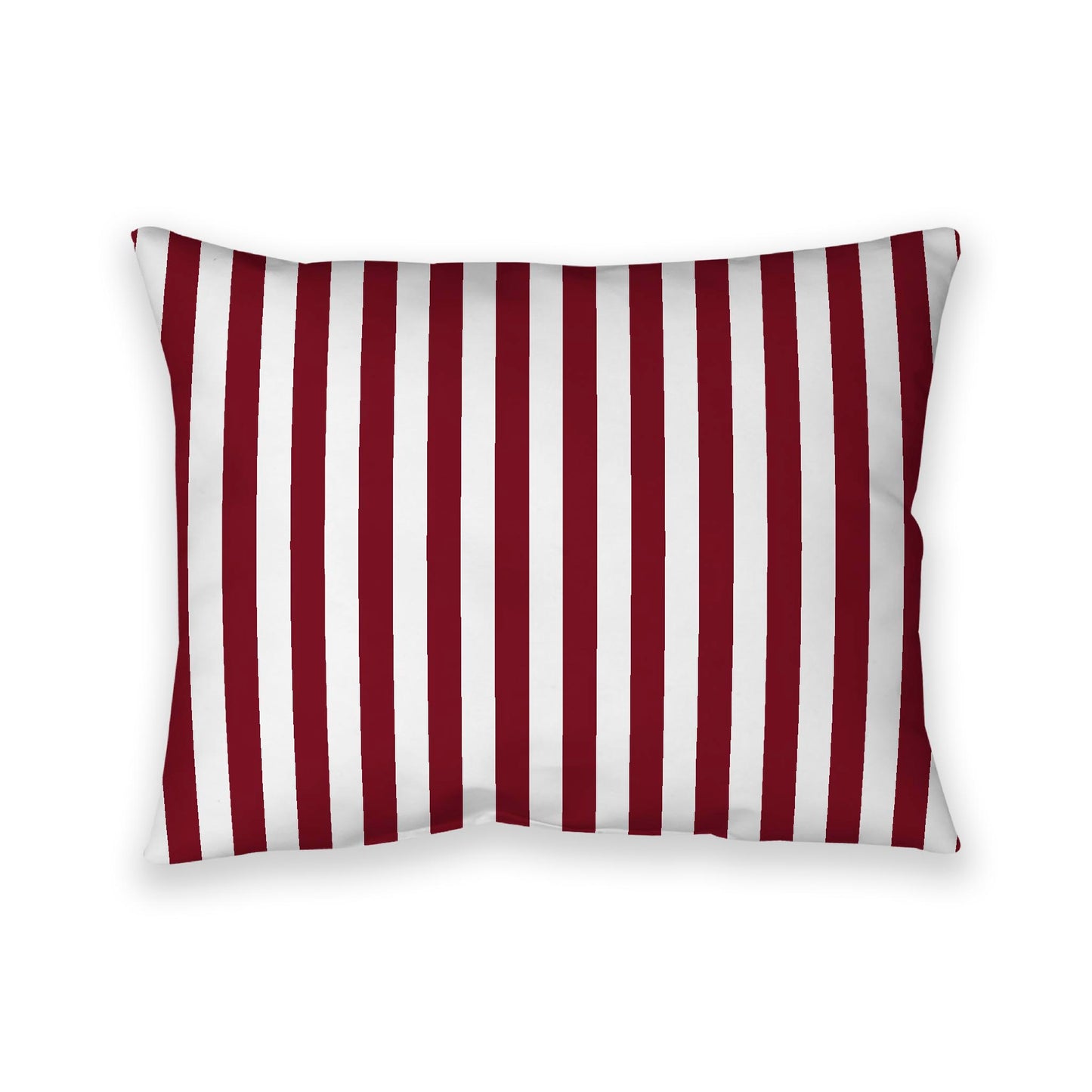 Off-White Cotton Canvas Cushion Covers with Burgundy Red Bars on Front, 26 x 20 inches / 66 x 51 cm