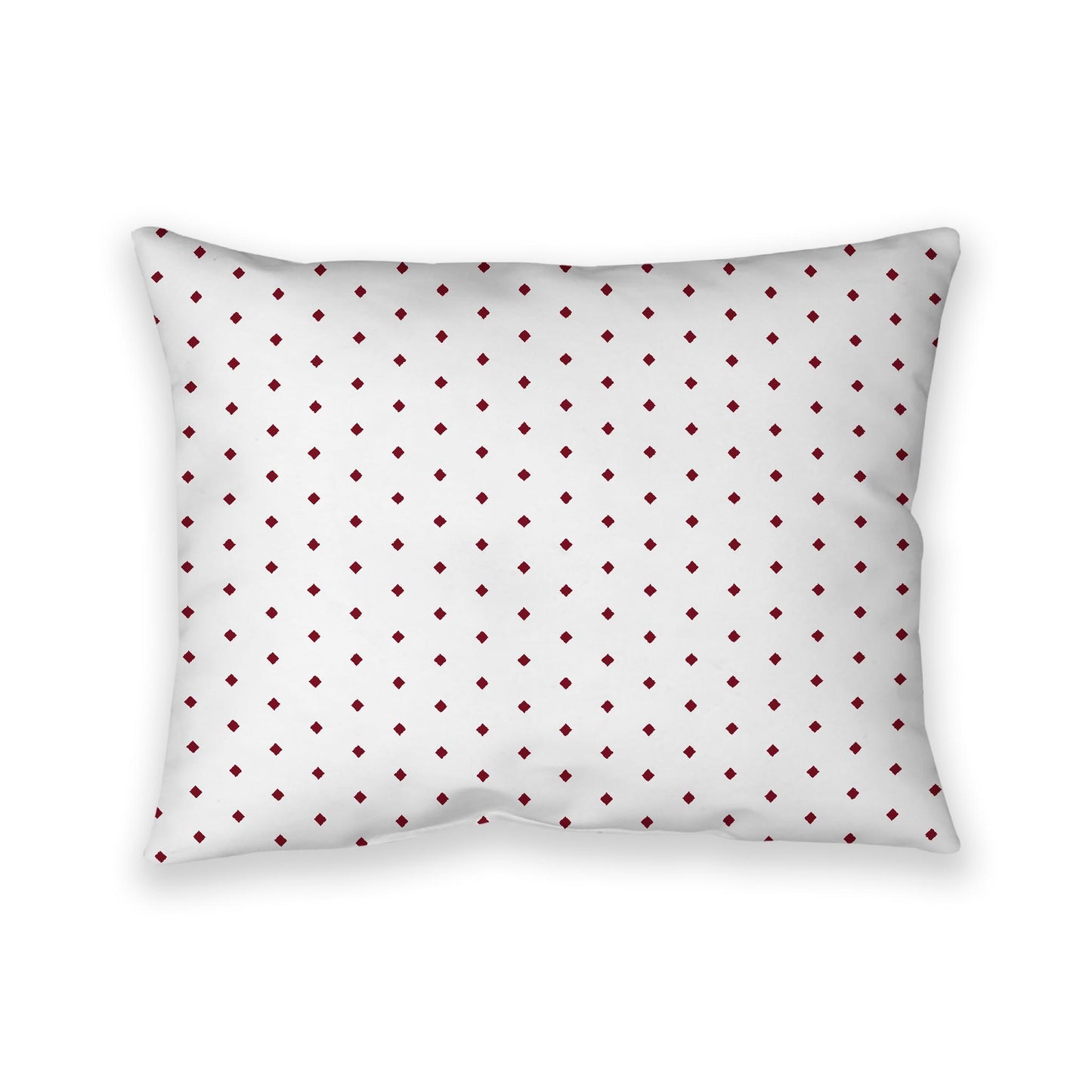 Off-White Cotton Canvas Cushion Covers with Fine Burgundy Red Diamonds on Front, 26 x 20 inches / 66 x 51 cm