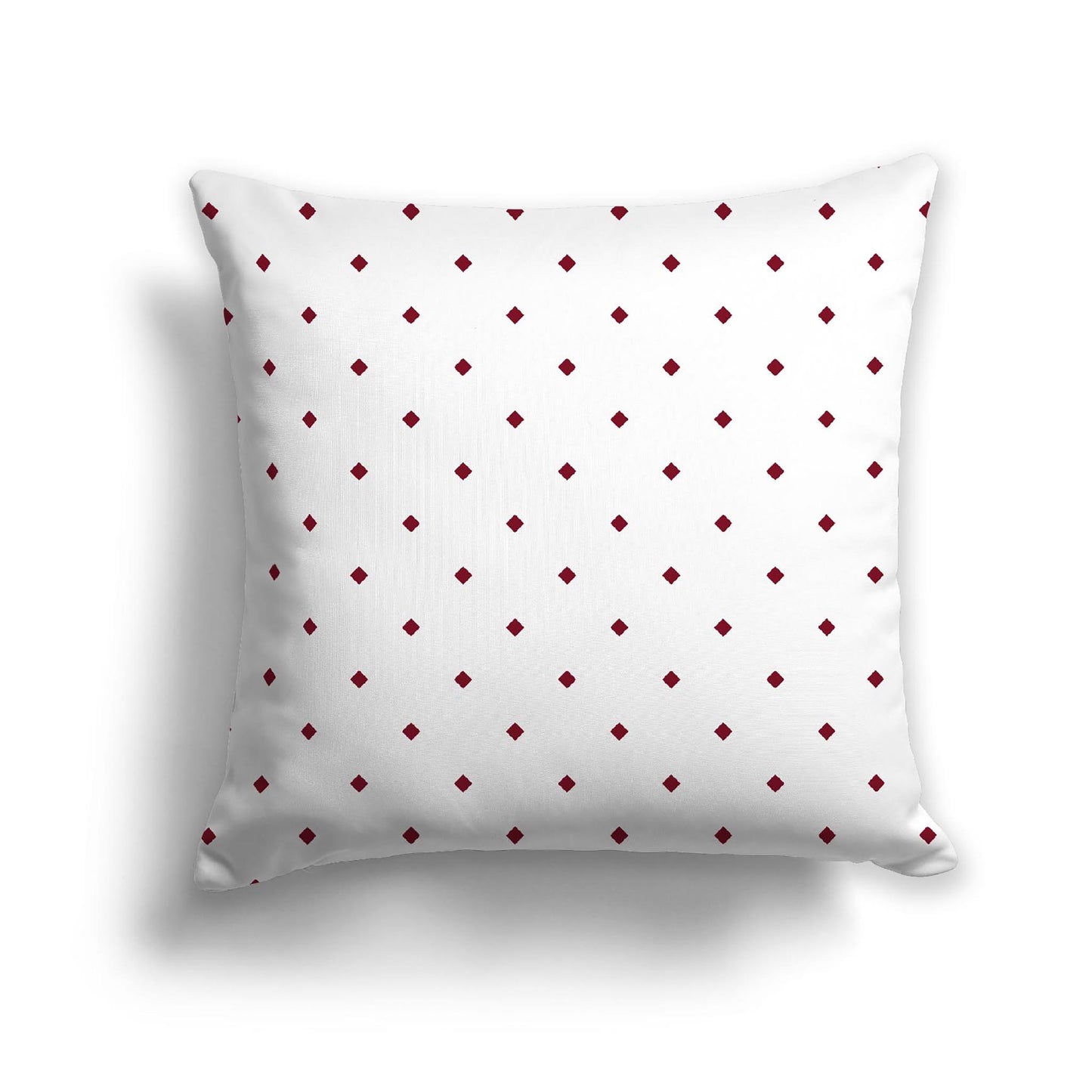 Off-White Cotton Canvas Cushion Covers with Burgundy Red Diamonds on Front, 22 x 22 inches