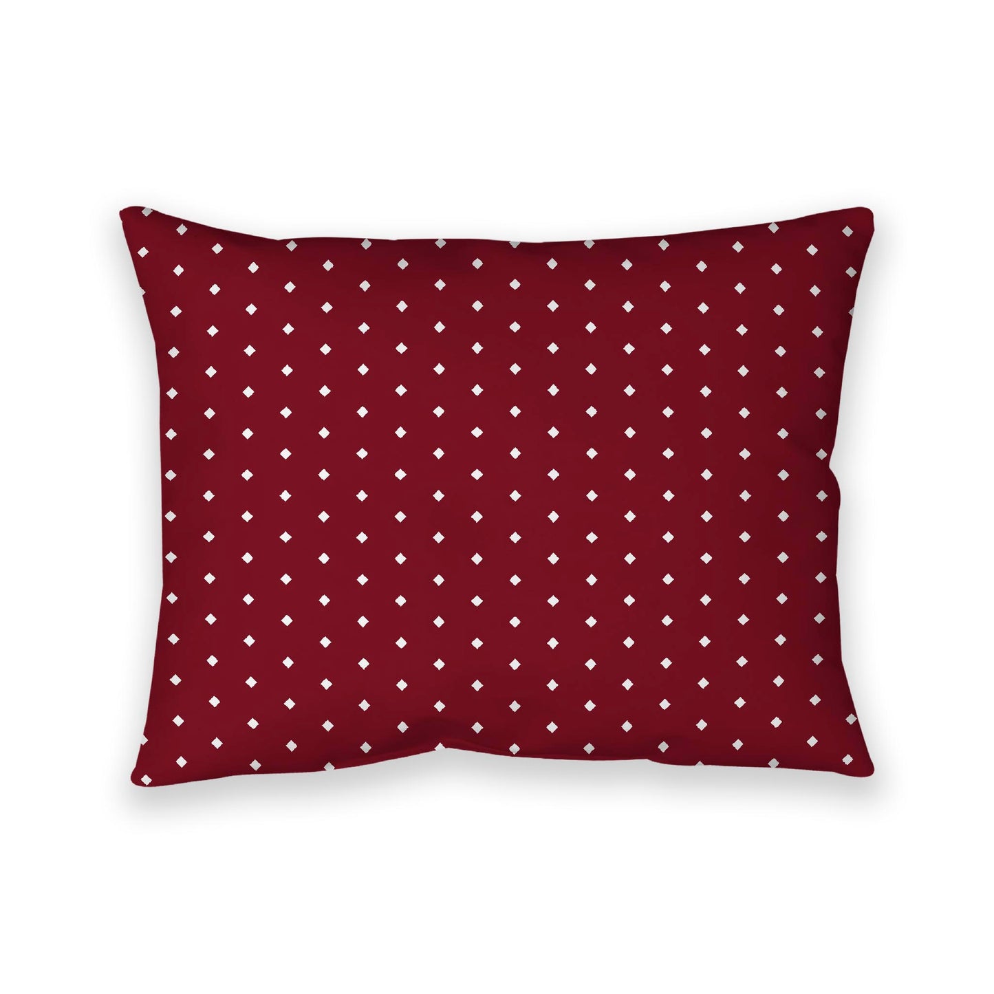 Burgundy Red Cotton Canvas Cushion Covers with Fine Off-White Diamonds on Front, 26 x 20 inches / 66 x 51 cm