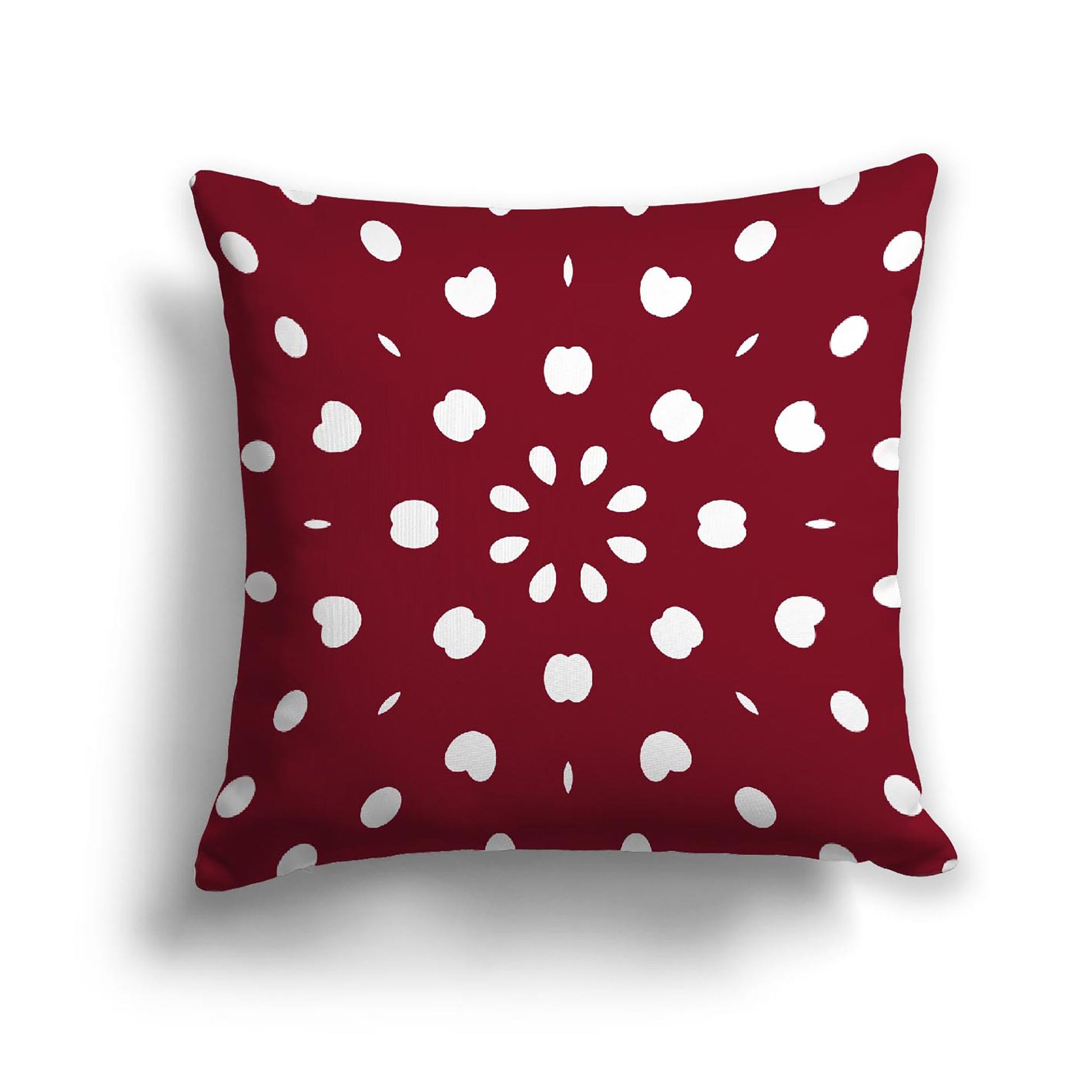 Burgundy Red Cotton Canvas Cushion Covers with Off-White Burst Pattern on Front, 18 x 18 inches / 46 x 46 cm