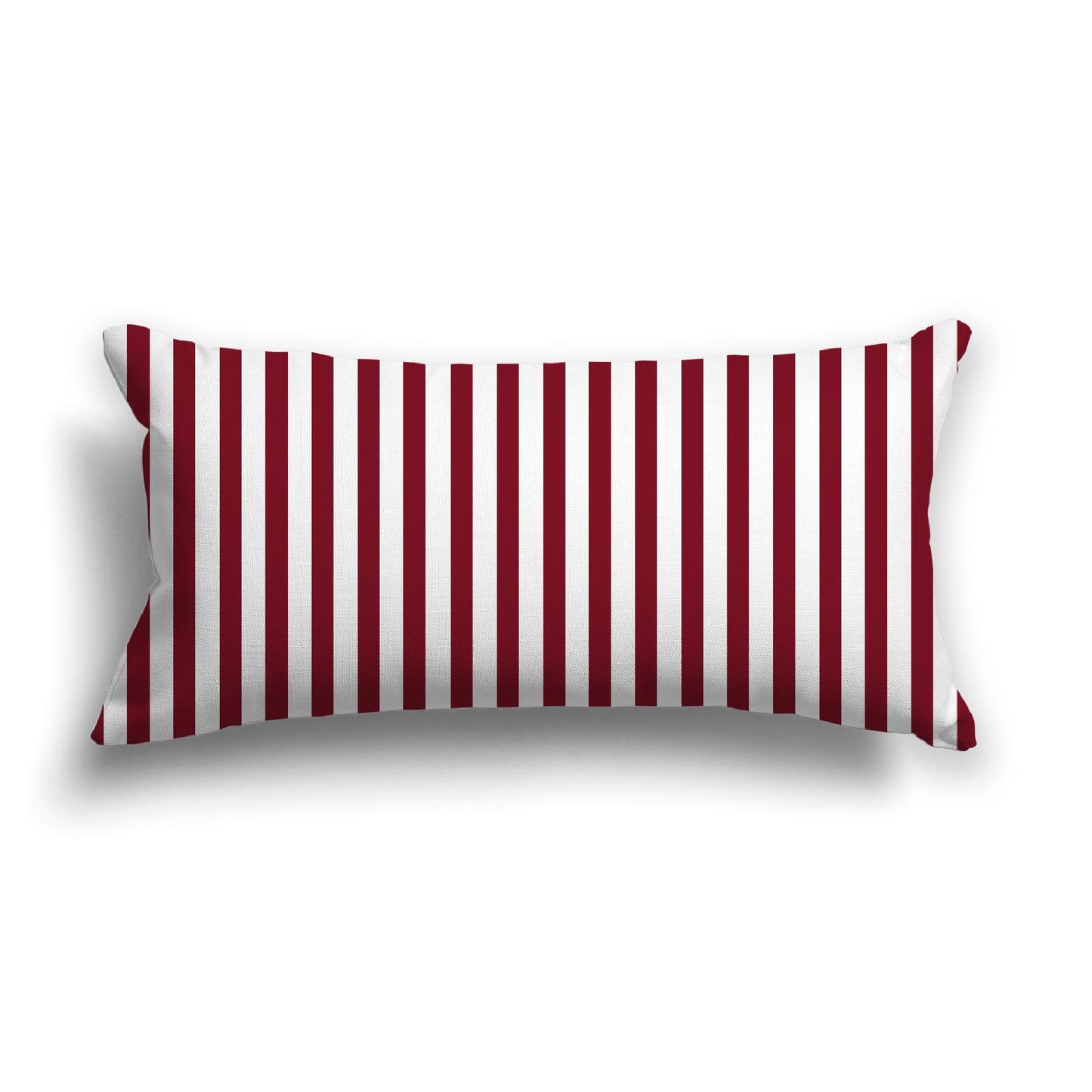 Off-White Cotton Canvas Cushion Covers with Thin Burgundy Red Bars on Front, 24 x 12 inches / 61 x 30 cm