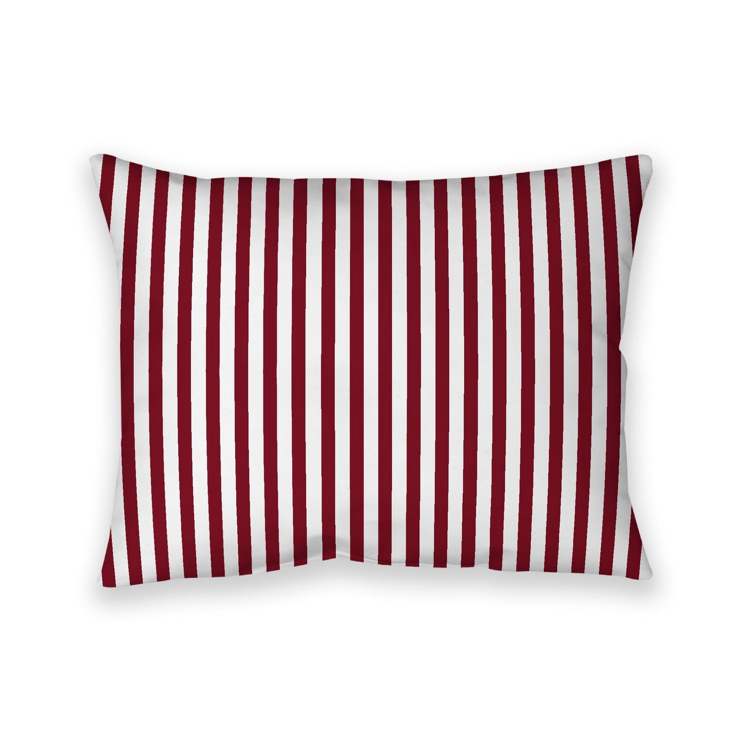 Off-White Cotton Canvas Cushion Covers with Thin Burgundy Red Bars on Front, 26 x 20 inches / 66 x 51 cm