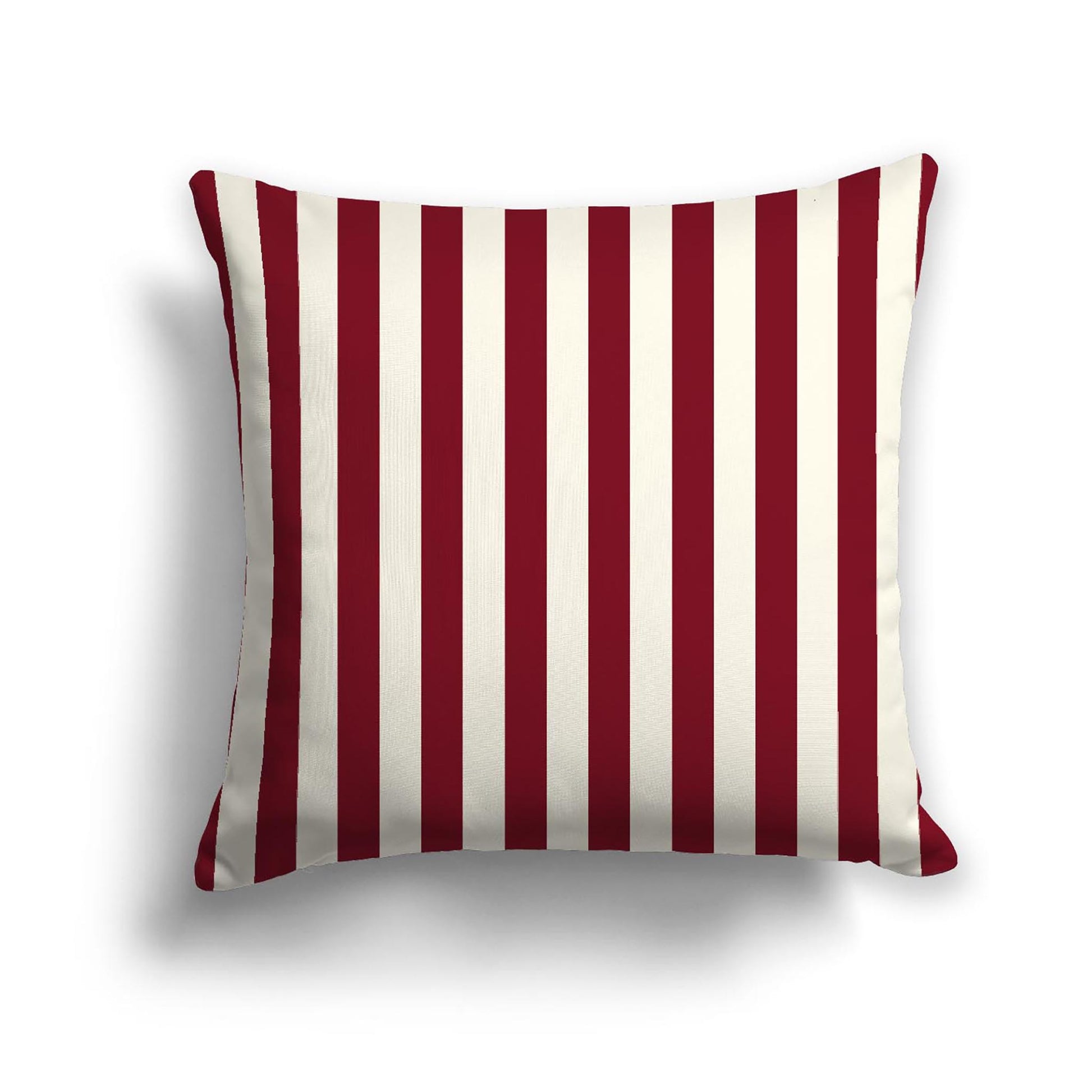 Pale Cream Cotton Canvas Cushion Covers with Burgundy Red Bars on Front, 18 x 18 inches / 46 x 46 cm