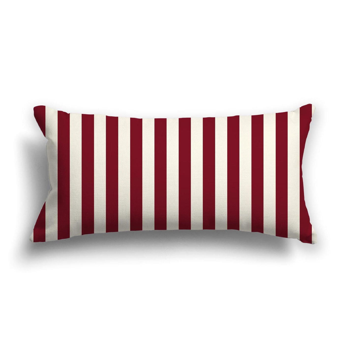 Pale Cream Cotton Canvas Cushion Covers with Burgundy Red Bars on Front, 24 x 12 inches / 61 x 30 cm