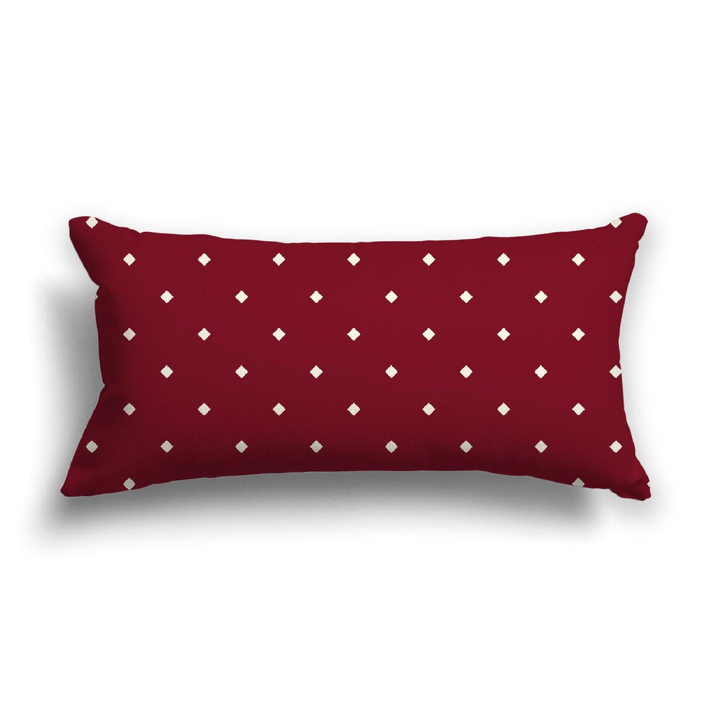 Burgundy Red Cotton Canvas Cushion Covers with Pale Cream Diamonds on Front, 24 x 12 inches / 61 x 30 cm