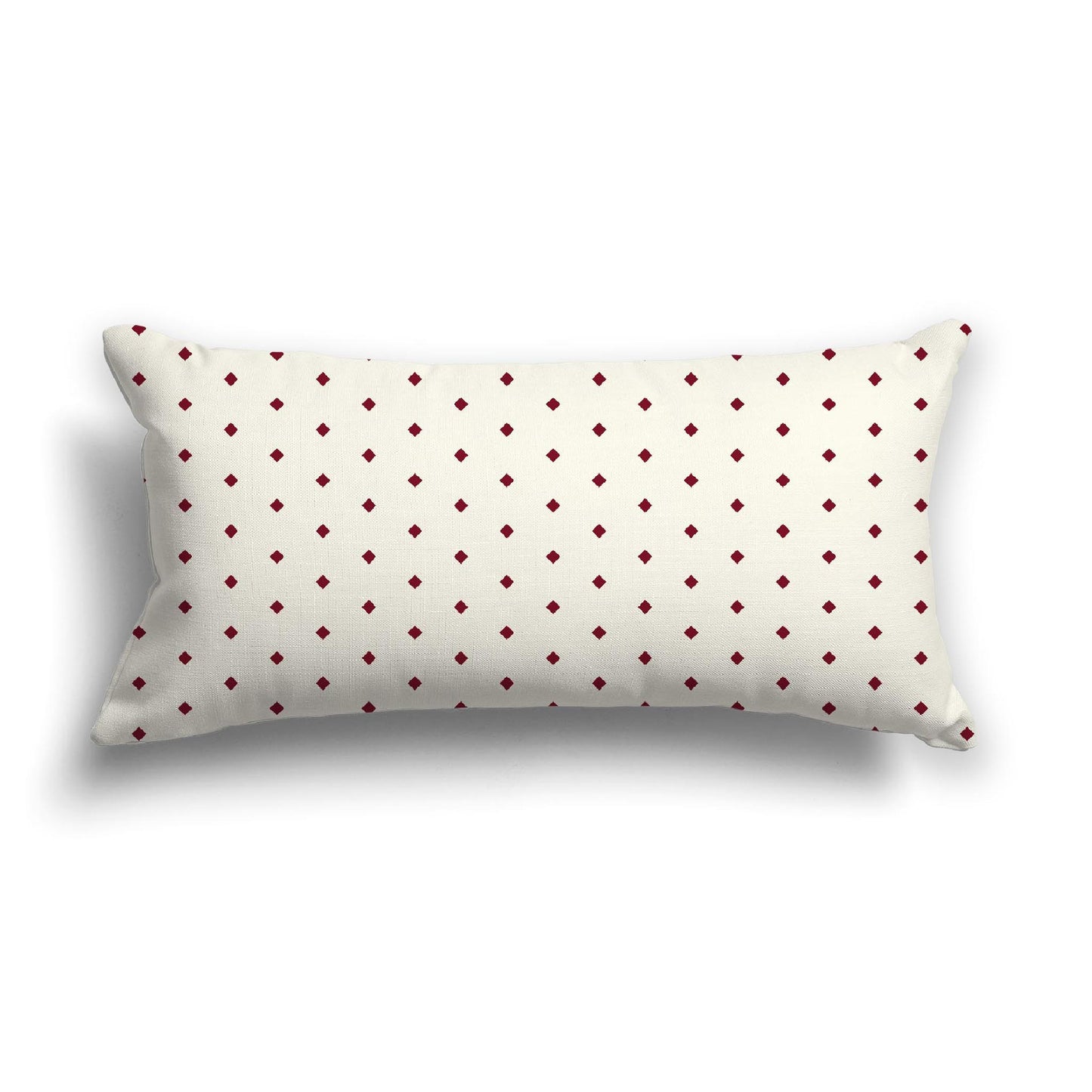 Pale Cream Cotton Canvas Cushion Covers with Fine Burgundy Red Diamonds on Front, 24 x 12 inches / 61 x 30 cm