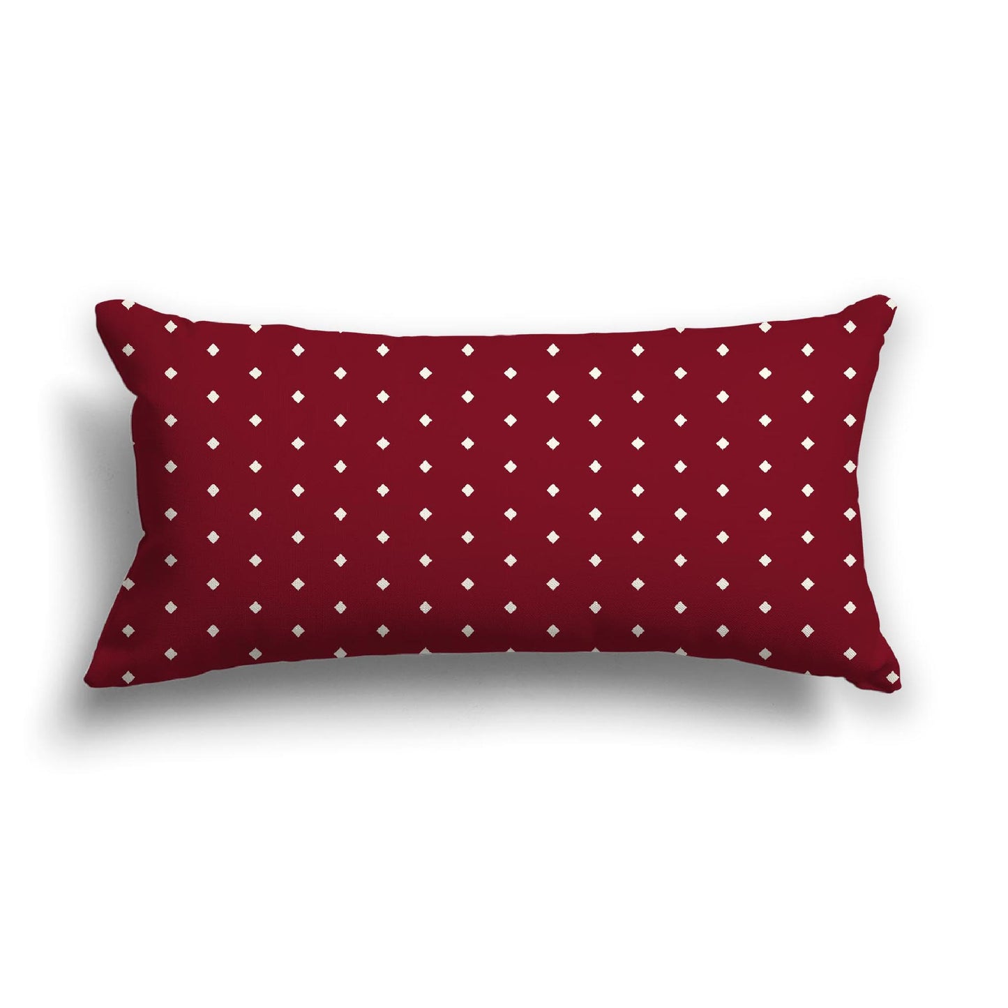 Burgundy Red Cotton Canvas Cushion Covers with Fine Pale Cream Diamonds on Front, 24 x 12 inches / 61 x 30 cm