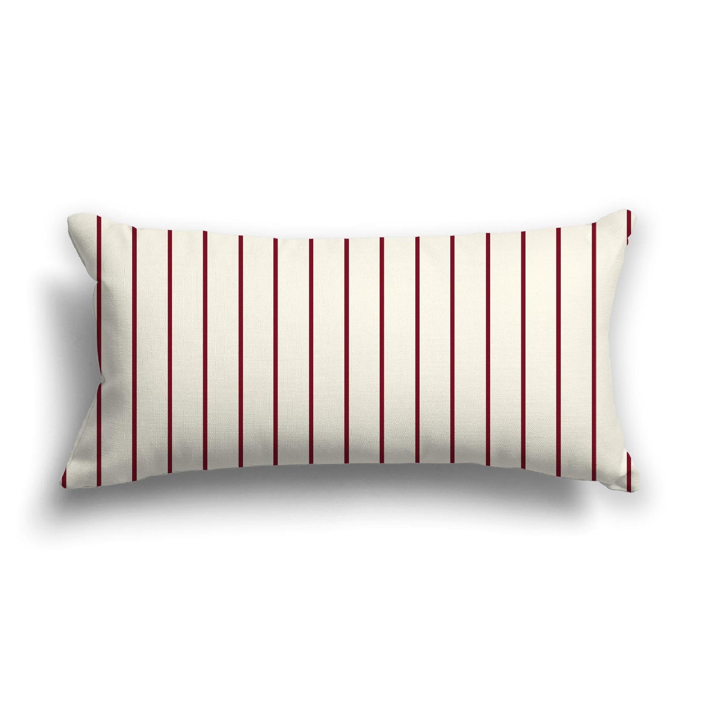 Pale Cream Cotton Canvas Cushion Covers with Fine Burgundy Red Stripes on Front, 24 x 12 inches / 61 x 30 cm