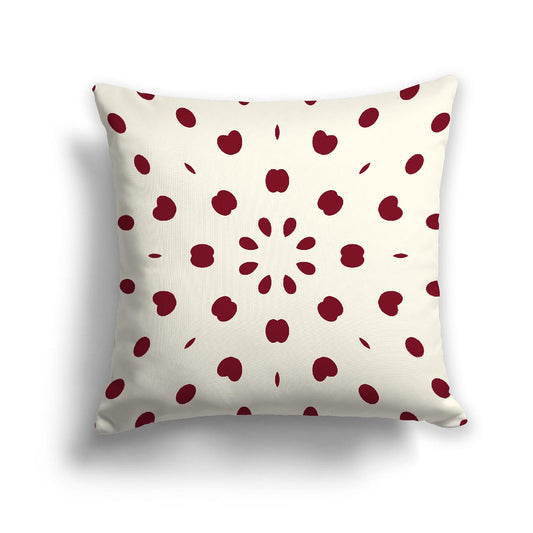 Pale Cream Cotton Canvas Cushion Covers with Burgundy Red Burst Pattern on Front, 18 x 18 inches / 46 x 46 cm