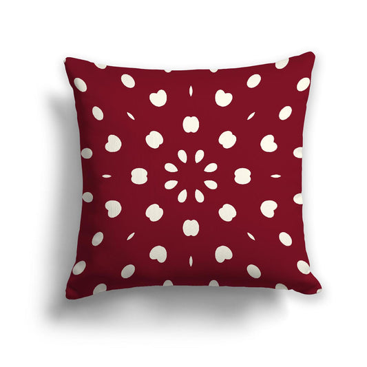 Burgundy Red Cotton Canvas Cushion Covers with Pale Cream Burst Pattern on Front, 18 x 18 inches / 46 x 46 cm