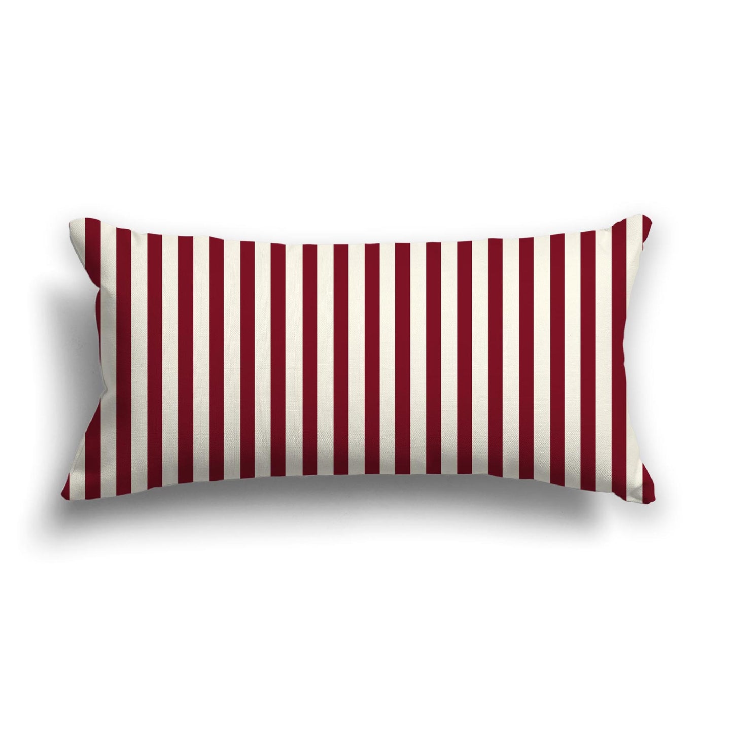 Pale Cream Cotton Canvas Cushion Covers with Thin Burgundy Red Bars on Front, 24 x 12 inches / 61 x 30 cm