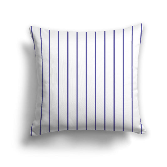 White Spun Polyester Throw Pillow with Fine Purple Stripes on Front, USCU-1300-151