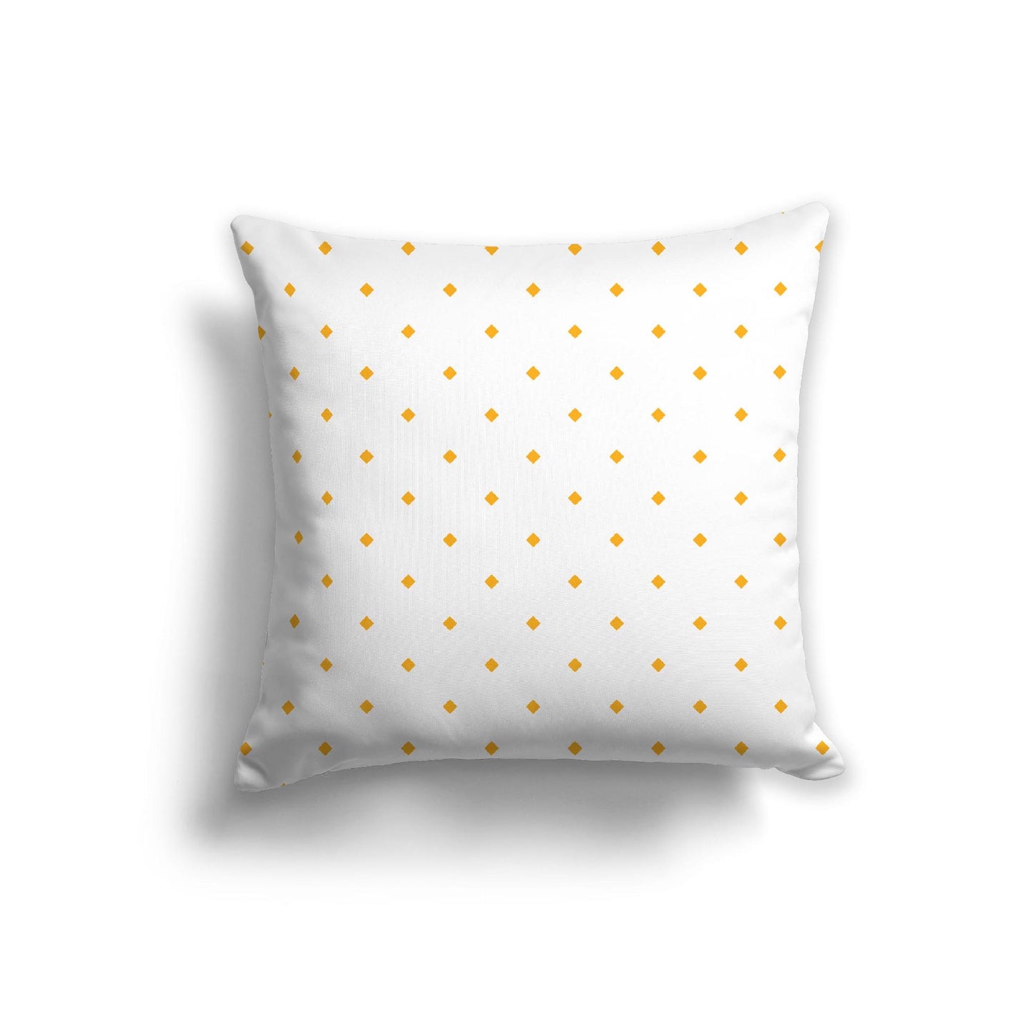 Off-White Cotton Canvas Cushion Covers with Yellow-Orange Diamonds on Front, CACU-1310-101
