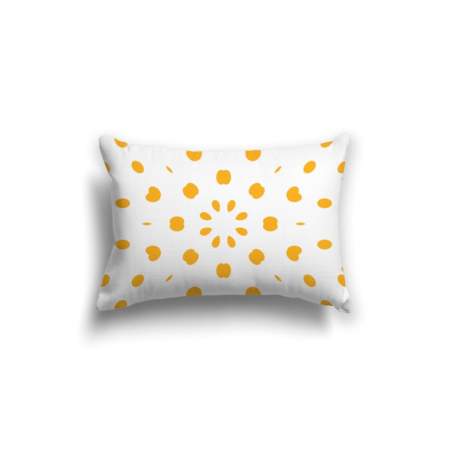 Off-White Cotton Canvas Cushion Covers with Yellow-Orange Burst Pattern on Front, CACU-1310-231