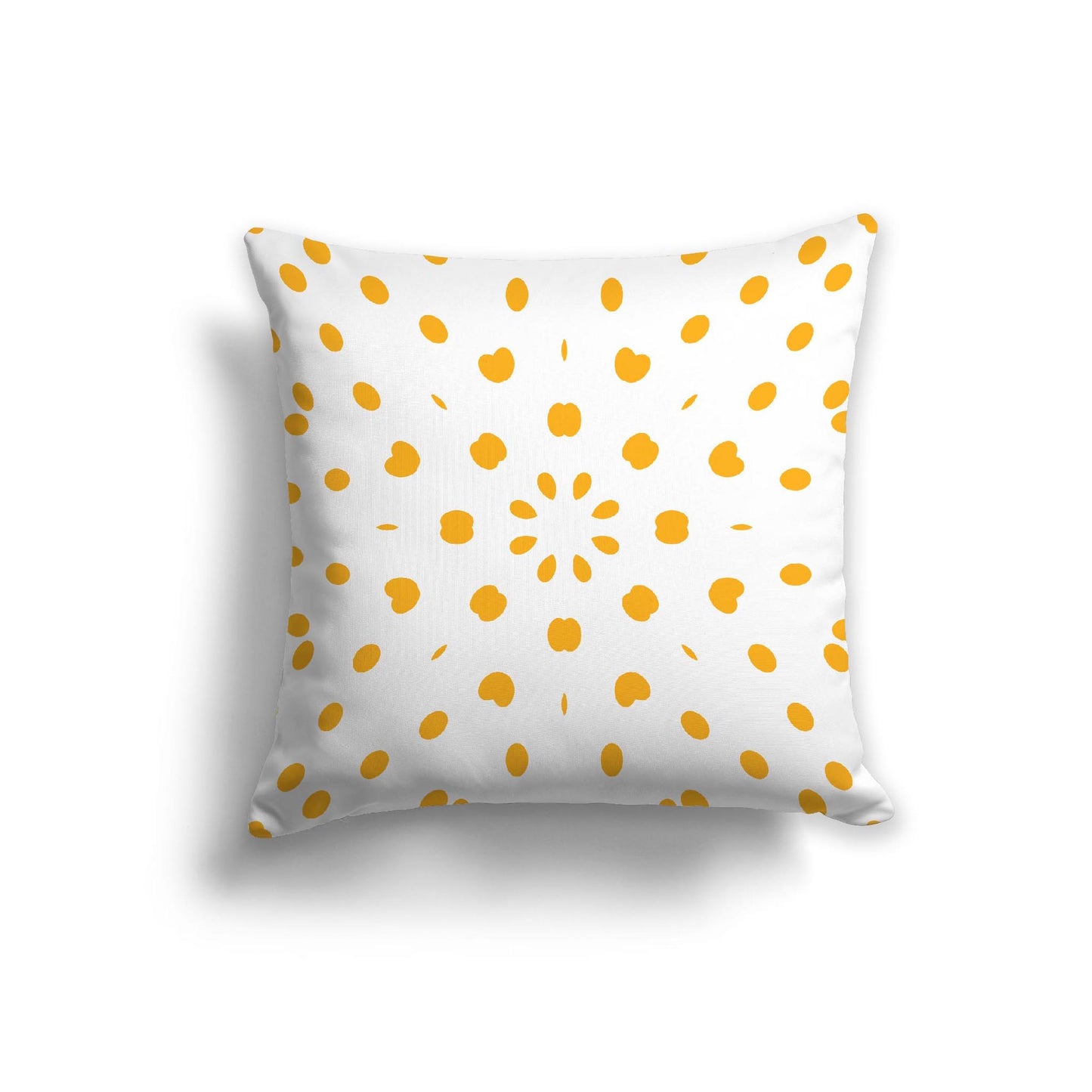 Off-White Cotton Canvas Cushion Covers with Yellow-Orange Burst Pattern on Front, CACU-1310-231