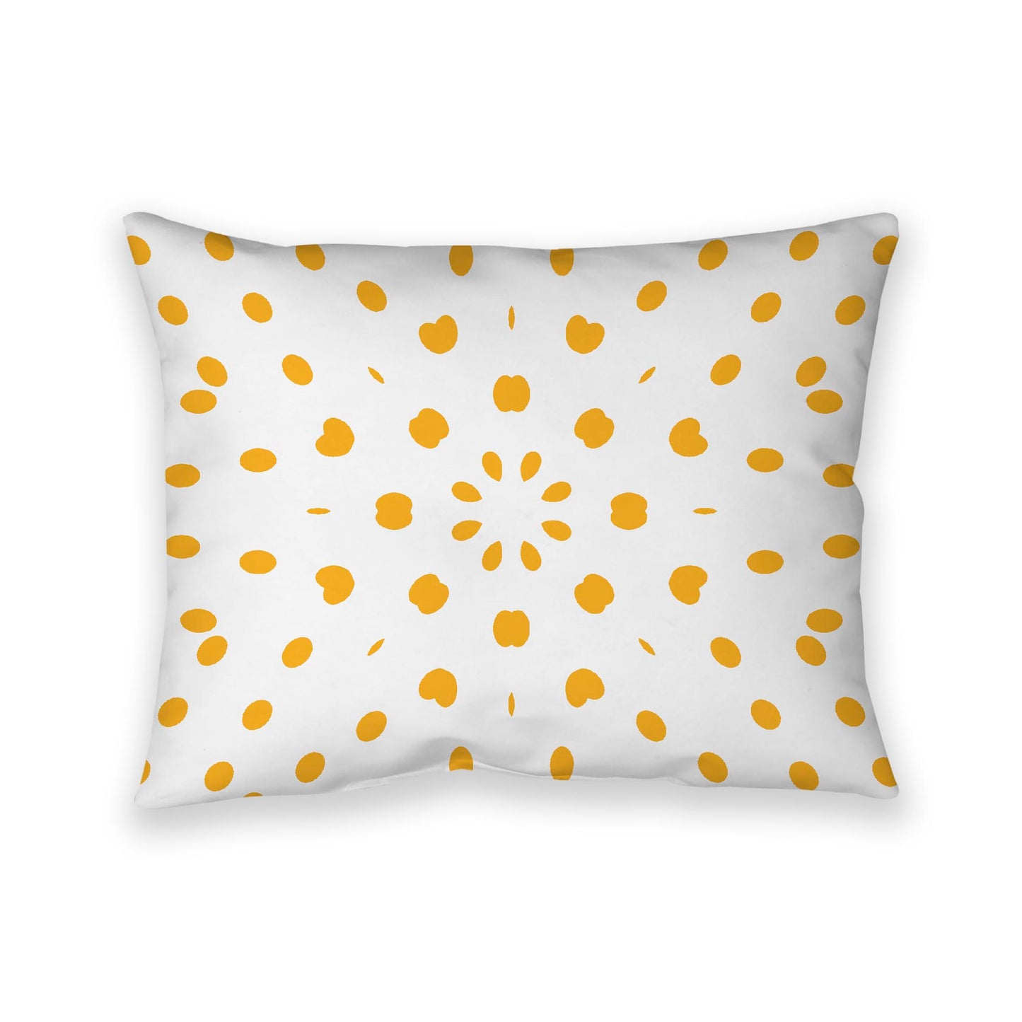 Off-White Cotton Canvas Cushion Covers with Yellow-Orange Burst Pattern on Front, CACU-1310-231
