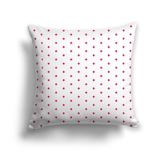 White Spun Polyester Throw Pillow with Fine Red Diamonds on Front, USCU-1330-111
