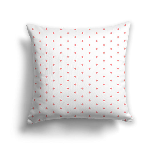 White Spun Polyester Throw Pillow with Fine Pink Diamonds on Front, USCU-1340-111