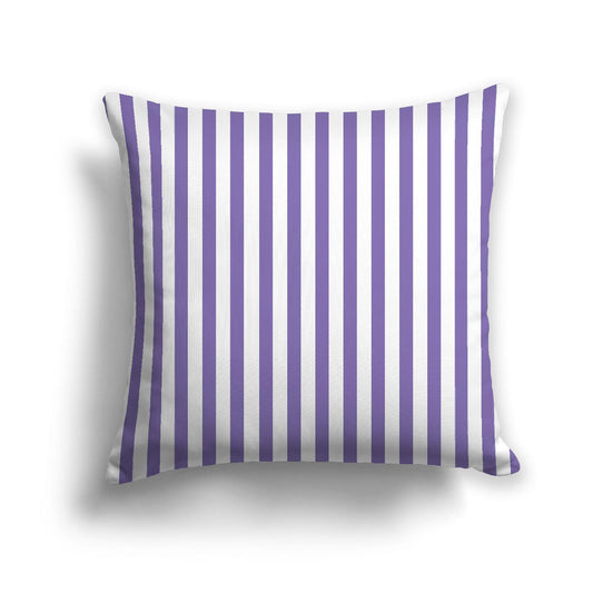 White Spun Polyester Throw Pillow with Thin Purple Bars on Front, USCU-1350-241