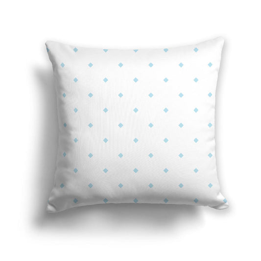 White Spun Polyester Throw Pillow with Light Blue Diamonds on Front, USCU-1370-101