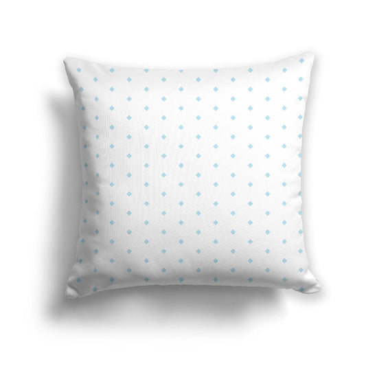 White Spun Polyester Throw Pillow with Fine Light Blue Diamonds on Front, USCU-1370-111