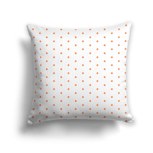 White Spun Polyester Throw Pillow with Fine Light Orange Diamonds on Front, USCU-1380-111
