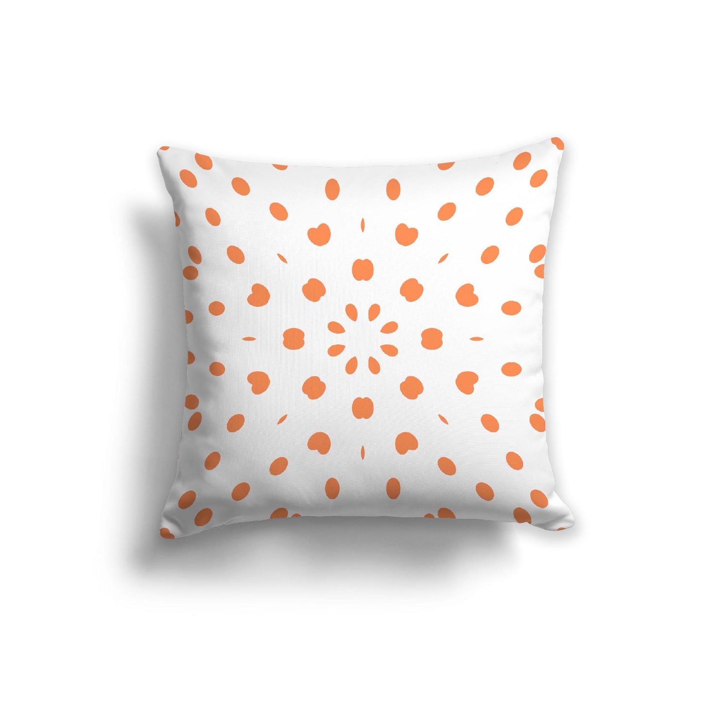 Off-White Cotton Canvas Cushion Covers with Orange Burst Pattern on Front, CACU-1380-231