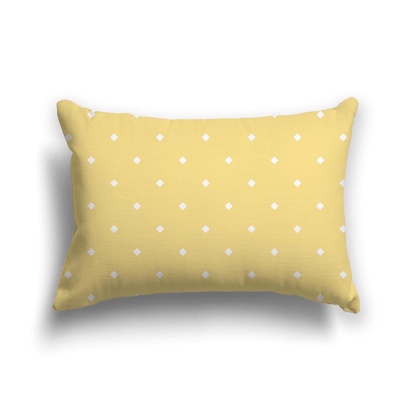 Yellow Cotton Canvas Cushion Covers with Off-White Diamonds on Front, CACU-1381-102