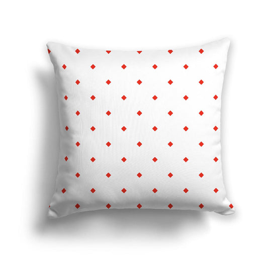 White Spun Polyester Throw Pillow with Red-Orange Diamonds on Front, USCU-1410-101