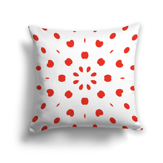White Spun Polyester Throw Pillow with Red-Orange Burst Pattern on Front, USCU-1410-231