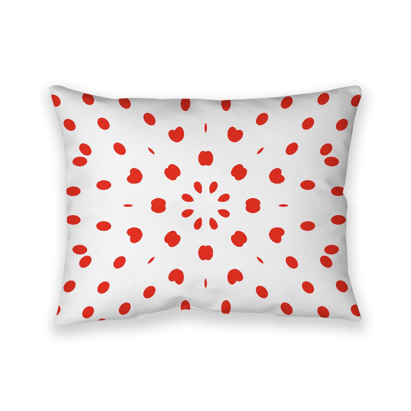 Off-White Cotton Canvas Cushion Covers with Red Burst Pattern on Front, CACU-1410-231