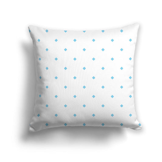 White Spun Polyester Throw Pillow with Light Blue Diamonds on Front, USCU-1430-101