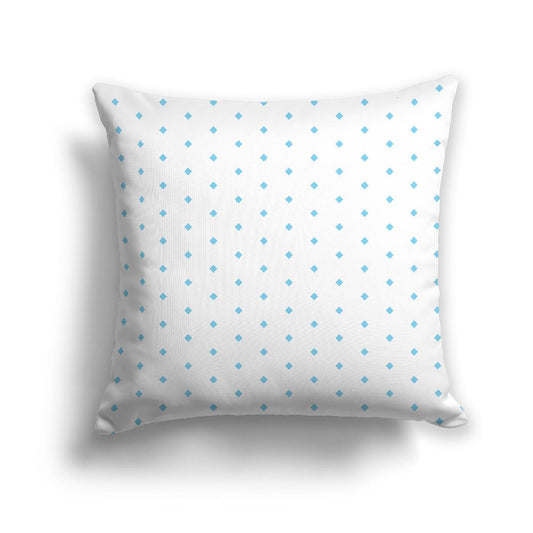 White Spun Polyester Throw Pillow with Fine Light Blue Diamonds on Front, USCU-1430-111