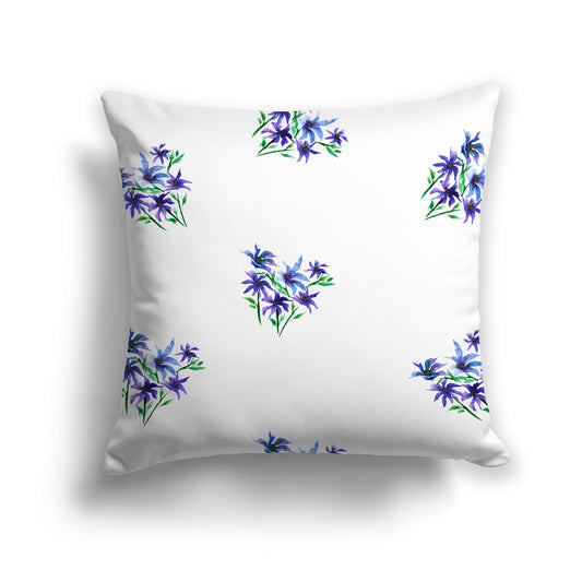 Purple Spun Polyester Cushion Covers with Medium Floral Pattern, USCU-1305-888