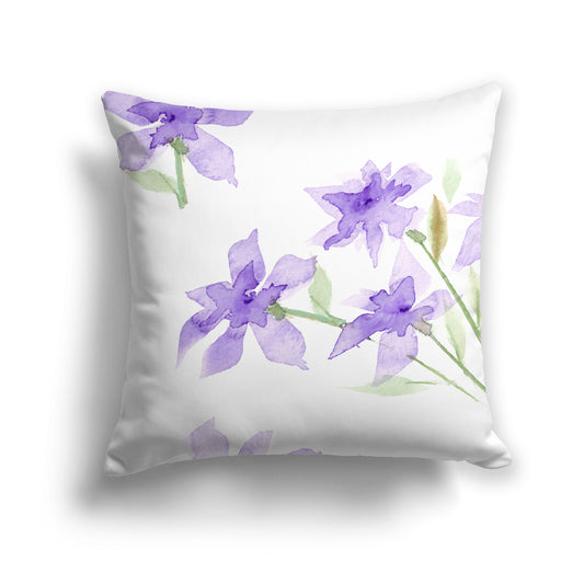 Purple Spun Polyester Throw Pillow with Large Floral Print, USCU-1324-888