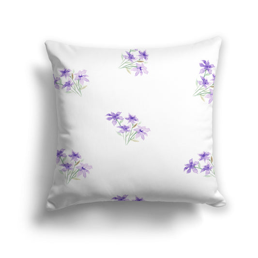 Purple Spun Polyester Throw Pillow with Medium Floral Pattern, USCU-1325-888
