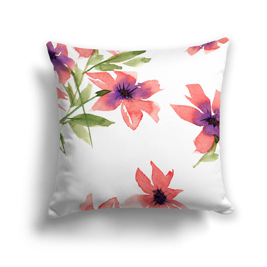 Pink Spun Polyester Throw Pillow with Large Floral Print, USCU-1344-888