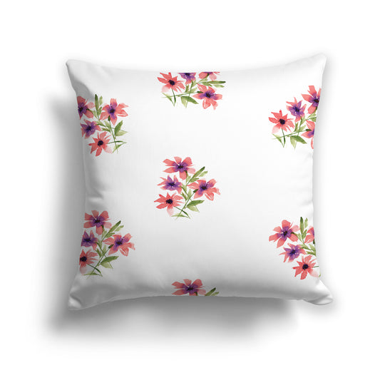 Pink Spun Polyester Throw Pillow with Medium Floral Pattern, USCU-1345-888