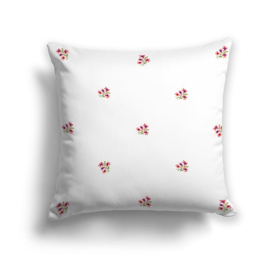 Pink Spun Polyester Throw Pillow with Small Floral Pattern, USCU-1346-888