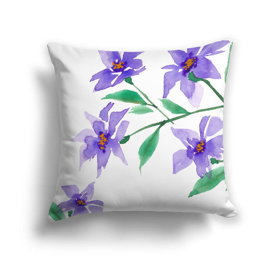 Purple Spun Polyester Throw Pillow with Large Floral Print, USCU-1354-888