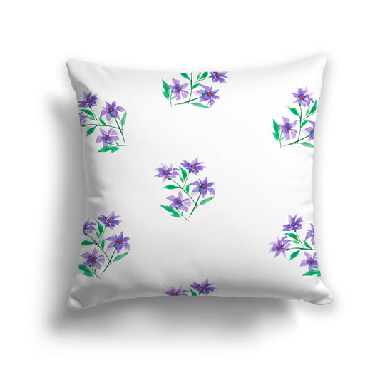 Purple Spun Polyester Throw Pillow with Medium Floral Pattern, USCU-1355-888